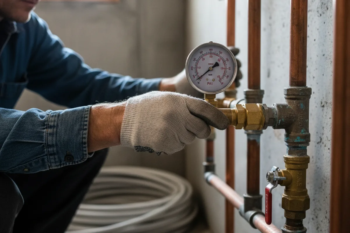 Pressure testing a repaired line during Water Line Repair in Atoka